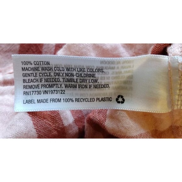 Universal Thread Top XL Plaid Button Up Pocket Long Sleeve Salmon Pink - Picture 9 of 11